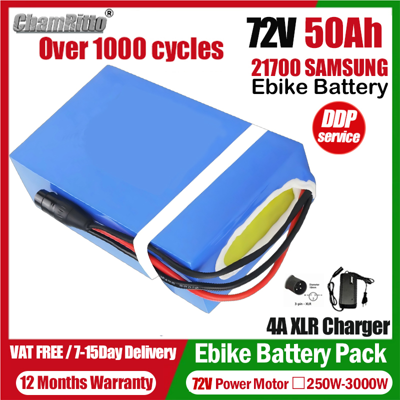 72V Electric Bicycle cham-ride - 72V 50Ah 21700 Lithium Battery recension och pris